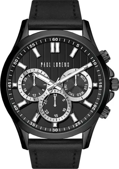 Orë dore meshkuj Paul Lorens PL8071A2-1A5, quartz, kronograf, e zezë - 1