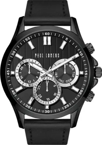 Orë dore meshkuj Paul Lorens PL8071A2-1A5, quartz, kronograf, e zezë