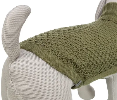 Triko për qen Norwood, S 36 cm, e thurur, jeshile ulliri - 4