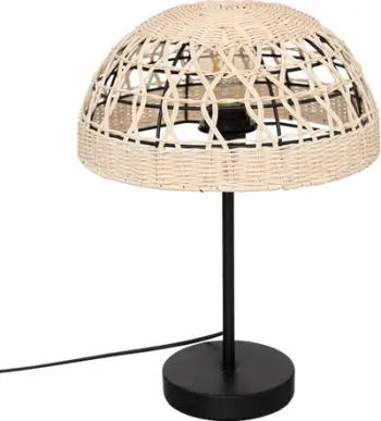 Lampë tavoline Atmosphera Rory, abazhur i thurur, lartësi 41.5 cm, ngjyrë natyrale
