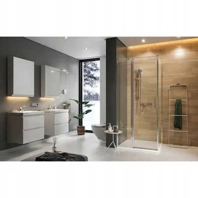 Derë dushi Cersanit Moduo Pivot, 90x195 cm, xham transparent, krom - 3