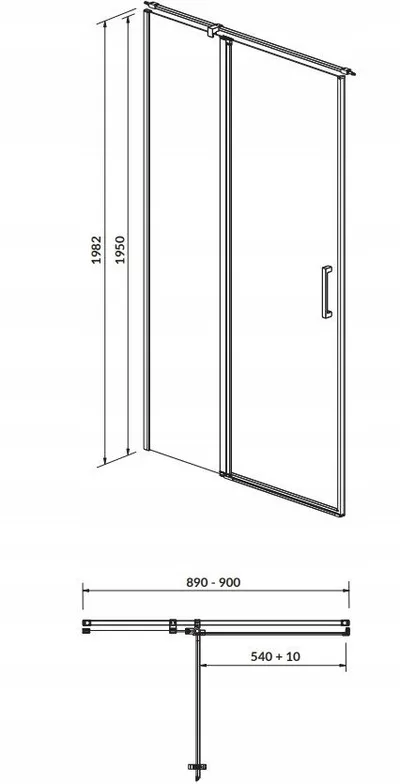 Derë dushi Cersanit Moduo Pivot, 90x195 cm, xham transparent, krom - 4