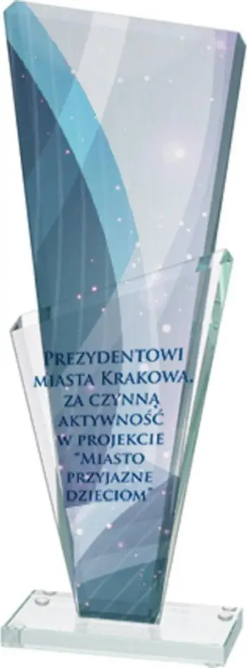 Trofe dekorativ kristali Găvoşdian Lenuţa II II, formë gjeometrike moderne, bazë transparente, shumëngjyrësh
