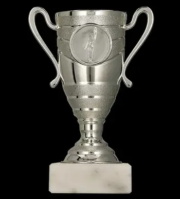 Trofe plastik Silver Cup T M, medaljon dekorativ, ngjyrë argjendi