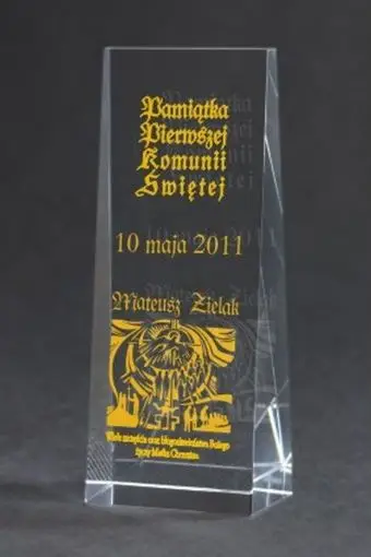 Trofe xhami Victoria Sport C037, gravim me bojë, transparent