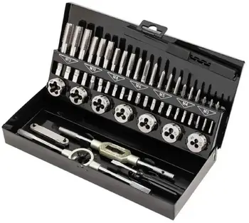 Set filetimi Bituxx 58 pjesë, çelik, M2 M12, kuti metalike