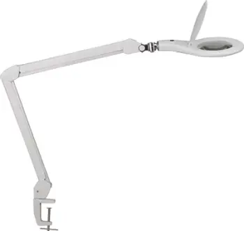 Lampë tavoline MAUL MAULmakro, LED, me kapëse, e bardhë
