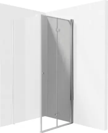 Derë dushi Deante Kerria Plus, xham 90 cm, transparencë Totalwhite, krom