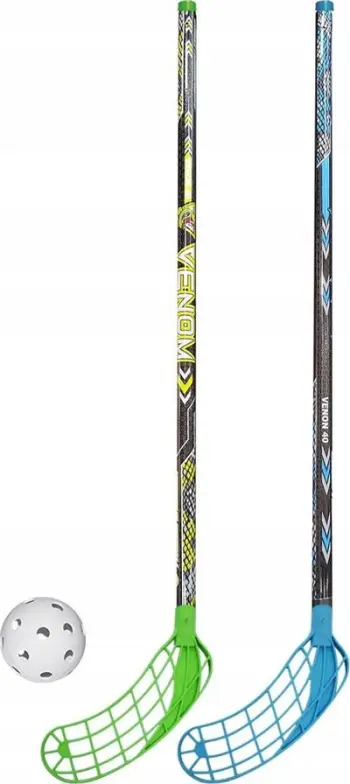 Set floorball Enero Venom, 2 shkopinj 90 cm, me top, blu jeshile