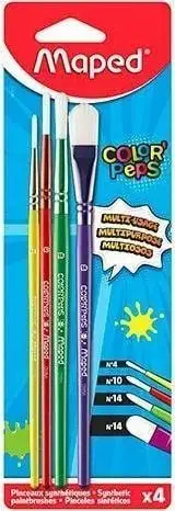 Set furçash pikture Maped ColorPeps, 4 copë, qime sintetike, doreza shumëngjyrëshe