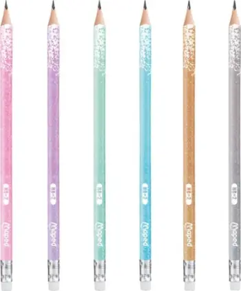 Laps MAPED Pencil With Glitter Eraser, HB, set 12 copë, shumëngjyrësh