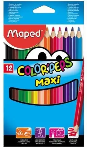 Lapsa ngjyrues Maped Colorpeps Maxi Triangular, 12 ngjyra