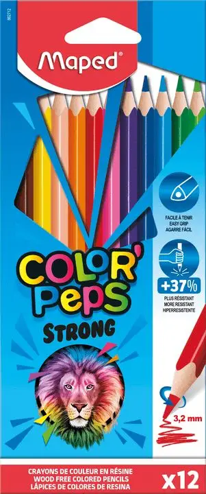 Lapsa ngjyrues Maped Color Peps Strong, set me 12 copa, shumëngjyrëshe