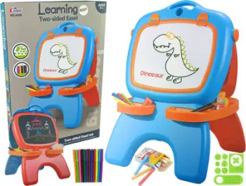 Dërrasë dyanshme magnetike LeanToys, shkumës dhe marker, blu e kuqe