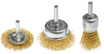 Set furça teli Graphite, tel i valëzuar i veshur me bronz, 25 37 50 mm, bosht 6 mm