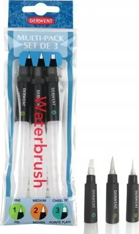 Set furça uji Derwent Waterbrush Multi Pack, 3 copë, transparente