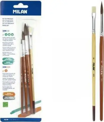 Set furçash pikture Milan BWM 10462, seri 101 dhe 524, madhësi të përziera, shumëngjyrëshe