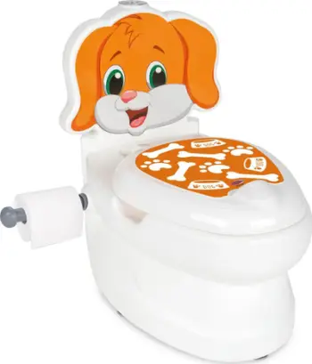 Tualet trajnues për fëmijë Jamara My Little Toilet Dog, me tingull shkulje, me mbajtës letre higjienike, i bardhë