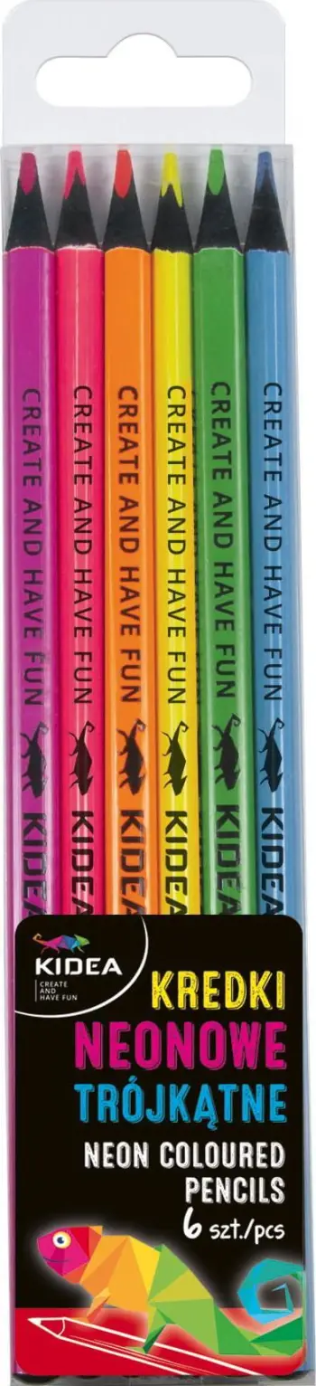 Lapsa ngjyrues Derform Kidea Pencils Olo, set 6 ngjyra neon, trekëndorë