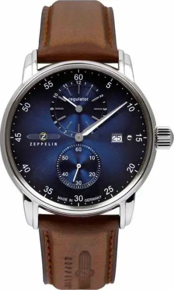 Orë dore Zeppelin 8622-3 Captains Line, automatike, 43mm, e kaltër me rrip kafe