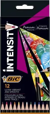 Lapsa me ngjyra Bic Intensity Premium, 12 ngjyra, trup i zi
