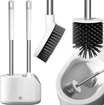 Set furçash tualeti Ruhhy 24377, 2 copë, kokë TPR, bardh e gri