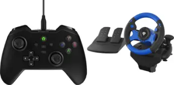Set timon gaming me pedale dhe gamepad Genesis Seaborg 400, me kabllo, PC dhe konzola, i zi e blu
