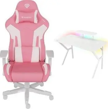 Set gaming Genesis Nitro 710 dhe Holm 320 RGB, tavolinë 120x60cm, ndriçim RGB, rozë e bardhë