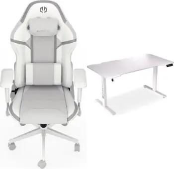 Set gaming Endorfy Armchair Scrim OWH dhe tavolinë elektrike Atlas L, 150 x 78 cm, e bardhë