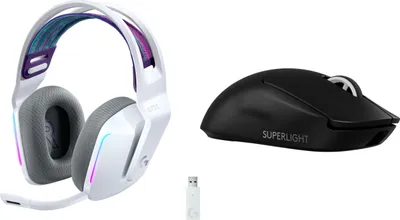 Set gaming Logitech G733 Lightspeed + G Pro X Superlight 2, wireless, RGB, i bardhë - 1