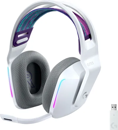 Set gaming Logitech G733 Lightspeed + G Pro X Superlight 2, wireless, RGB, i bardhë - 5