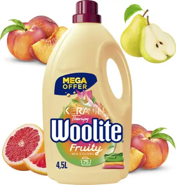 Deterxhan i lëngshëm Woolite Keratin Therapy Fruity Color, 4.5L, për rroba me ngjyra