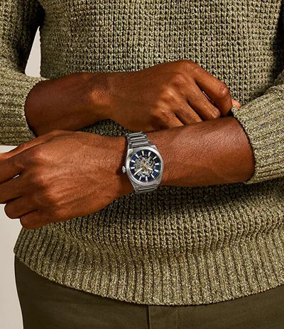Orë për meshkuj Fossil Everett Skeleton Automatic ME3220, e argjendtë - 2