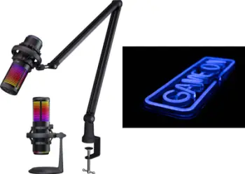 Set gaming PREYON Osprey Scream, mikrofon RGB, neon murale GAME ON, blu