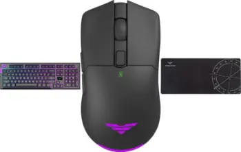 Set gaming PREYON Silent Claw Red Owl Falcon Speed XL, tastierë mekanike, maus wireless, mousepad XL, i zi