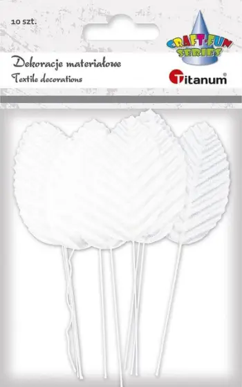 Gjethe dekorative Titanum Fabric Leaves On Wire, set 10 copë, 30x50 mm, të bardha