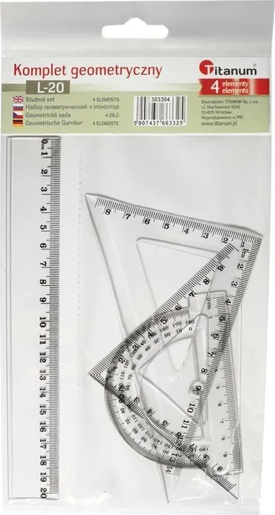 Set gjeometrik Titanum Geometric, 20 cm, 4 pjesë, transparent - 1
