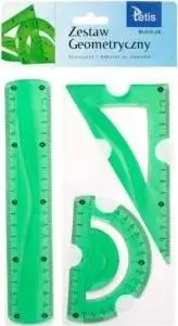 Set gjeometrie Tetis Flexible, 3 pjesë, plastikë fleksibile, jeshil