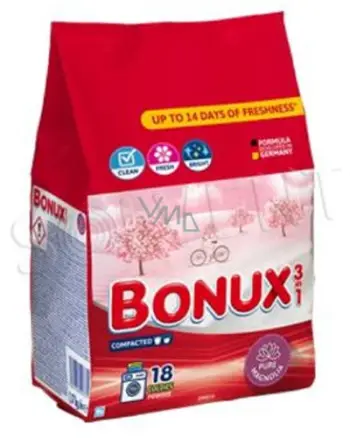Detergjent pluhur Bonux Pure Magnolia, për rroba me ngjyra, 1.17kg, 18 larje