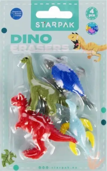 Set goma korrigjuese Starpak 3D Puzzle Dino, 4 copë, shumëngjyrëshe