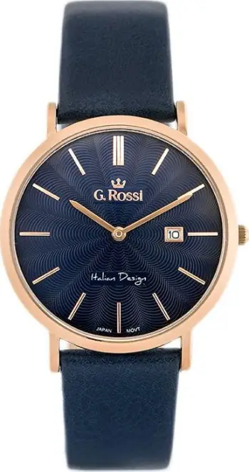 Orë për meshkuj G.Rossi 10853A-6F3, quartz, rrip lëkure, blu