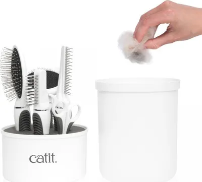 Set groomimi për mace CATIT 2.0 Longhair, për qime të gjata, me furça dhe prerës thonjsh, i bardhë - 4