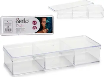 Organizues akrilik për make up, 3 ndarje, transparent