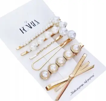 Set kapëse flokësh Ecarla SP206, 6 copë, ngjyrë ari