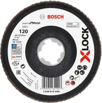 Disk abraziv Bosch X551 2608619806, 125mm, vrimë 22.23mm, kafe