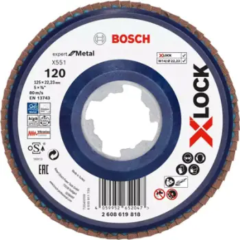 Disk bluarës Bosch 2608619818 X551, 125mm, për metal, sistem X-LOCK i shpejtë