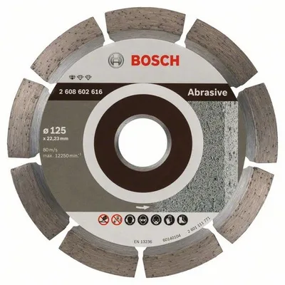 Disk diamant prerës Bosch Standard for Abrasive Materials, 125mm, beton dhe tulla - 1