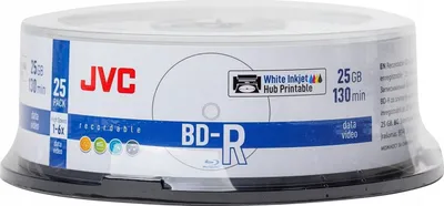 Disk Blu-ray JVC BD-R, 25GB, 6X, i bardhë glossy - 1
