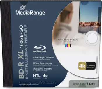 Disk Blu ray MediaRange BD R XL, 100GB, 4x, i printueshëm