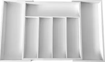 Organizues sirtari kuzhine bambu Sliding Insert, teleskopik, 7 ndarje, i bardhë